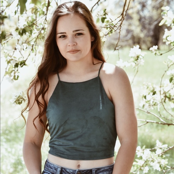 Hunter Green Suede Halter Top - Picture 1 of 1